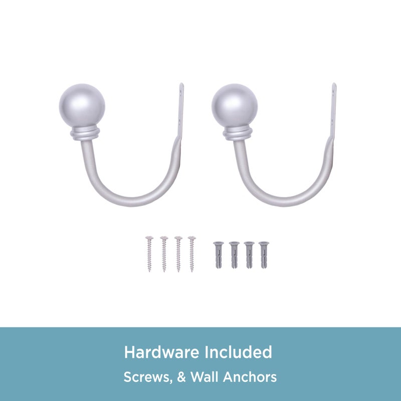 Kenney KN74807 Chelsea Ball End Steel Curtain Holdbacks for Curtains and Drapes, 2-Pack, Brushed Nickel - Image 4